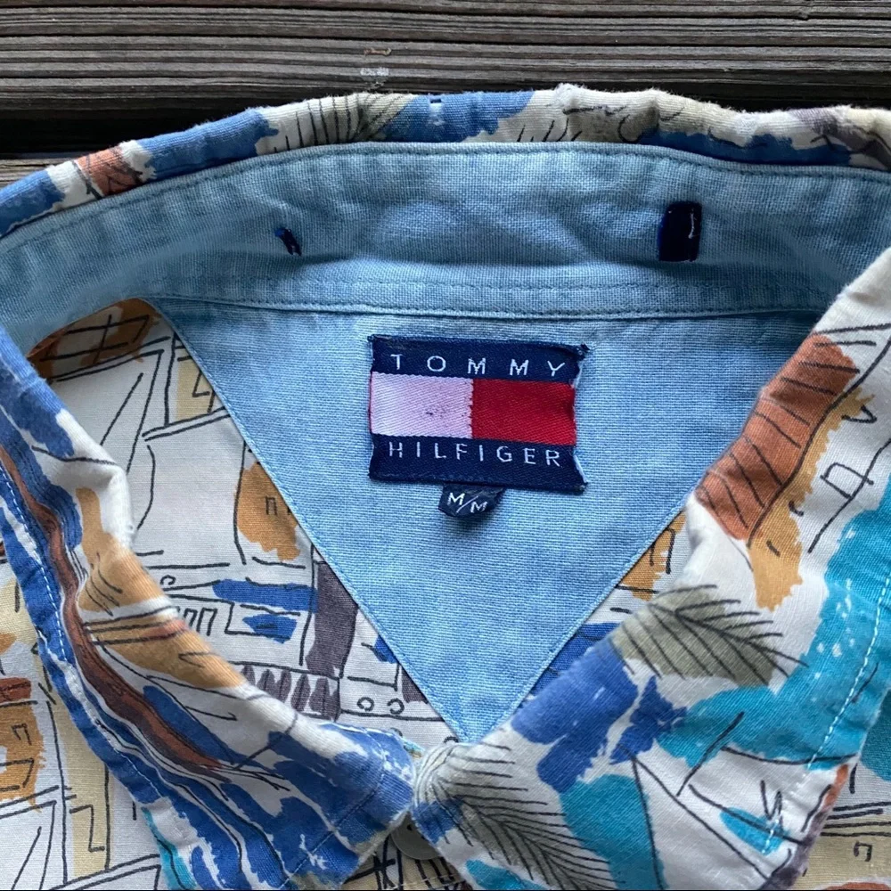 VTG Tommy‎ Hilfiger Hawaiian Shirt men’s Sz M
